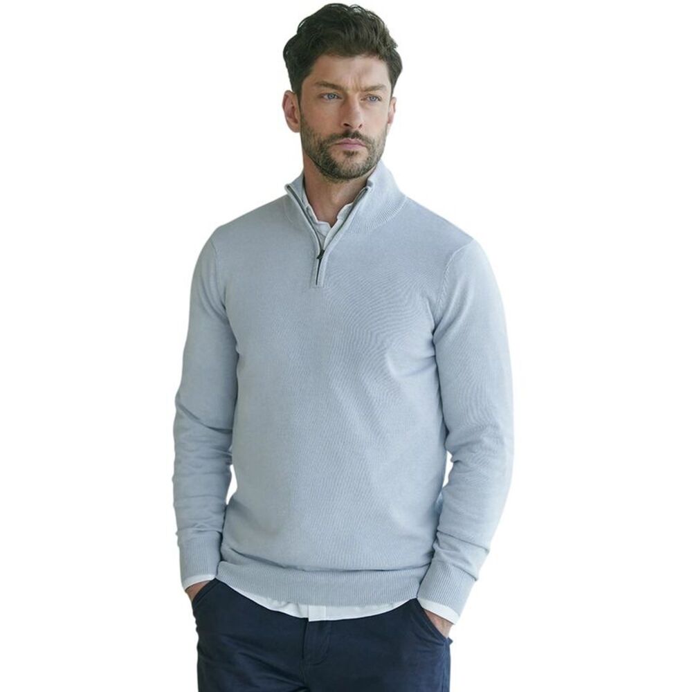 Henbury Mens Zip Neck Sweatshirt / Light Heather Grey